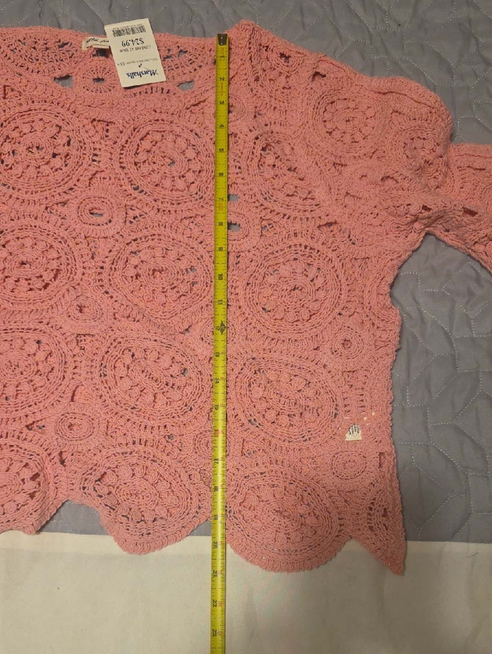 Ultra Pink Coral Crochet Circle-Motif Tunic Top - Picture 10 of 11